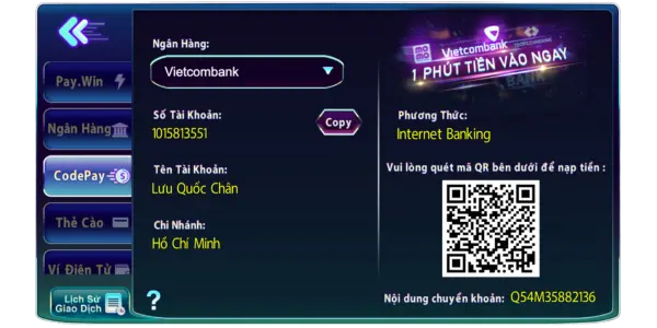 nạp codepay là hình thức nạp nhanh qua Qrcpde